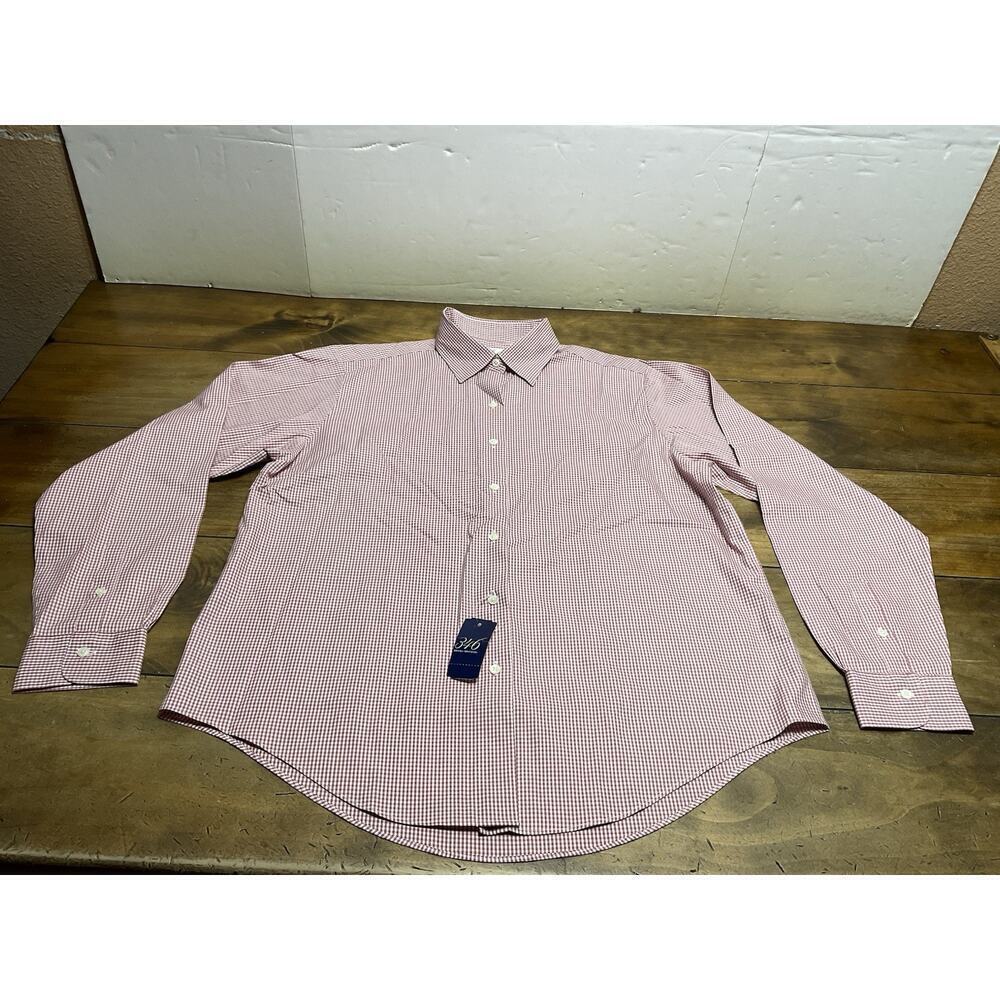 Brooks Brothers 346 Womens Pink White Gingham Non Iron Button Down Shirt Size 14